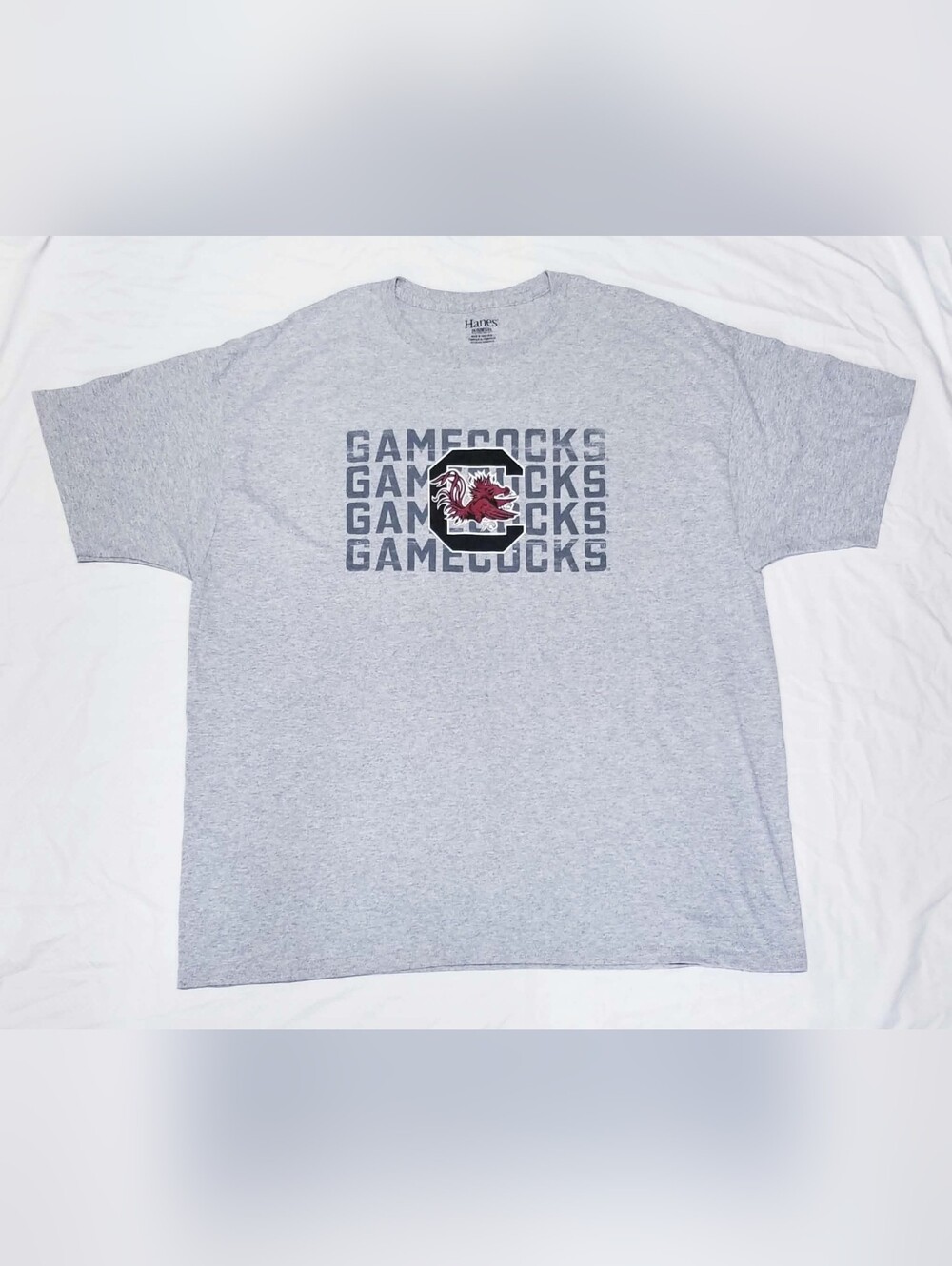 Hanes Light Gray Gamecocks Tee with Maroon Logo